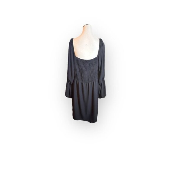 Women’s 2x Black Off Shoulder Flare Sleeve Smocked Fit and Flare Skater Dress - Picture 6 of 9